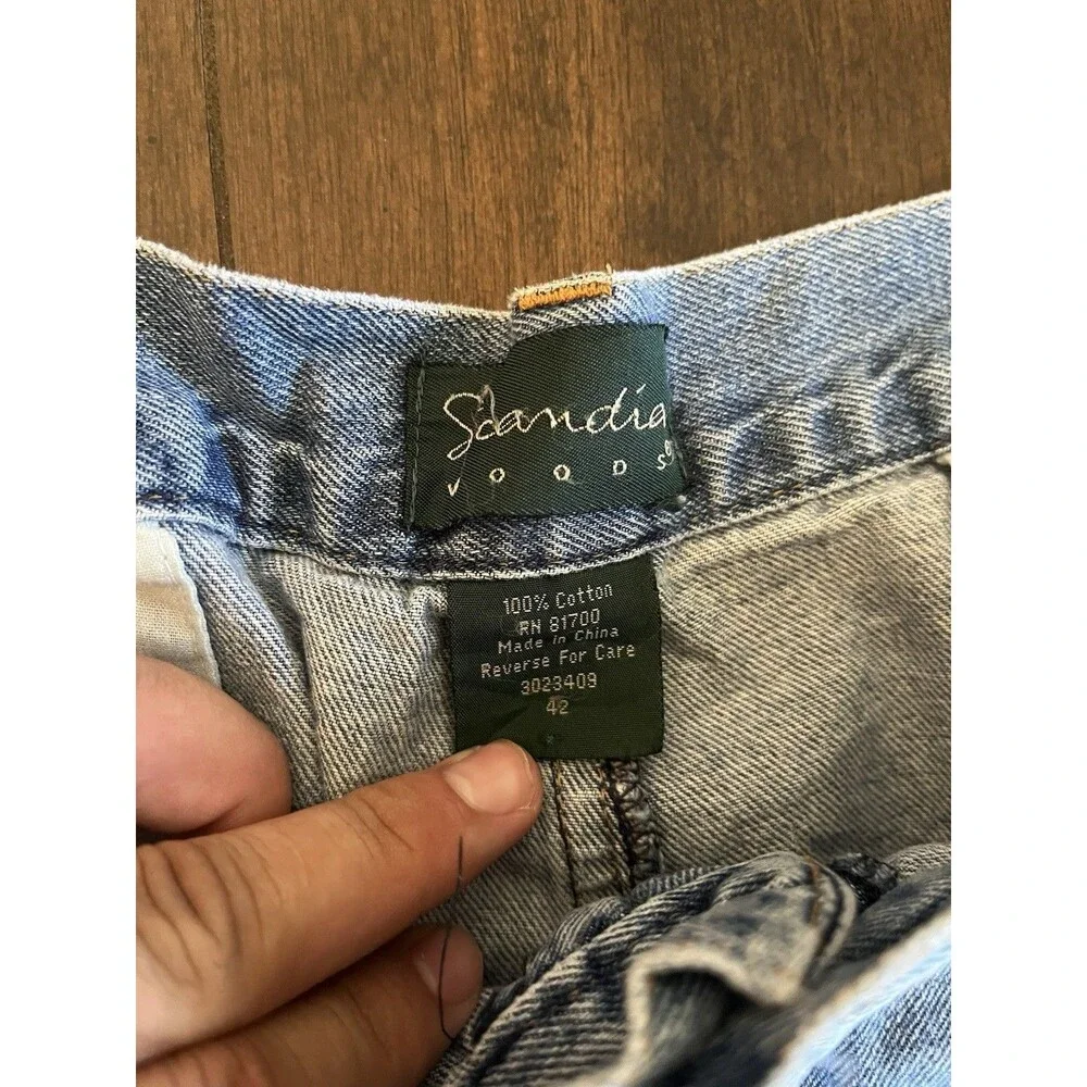 Scandia Woods Bermuda Shorts Womens 42 Blue Denim High Rise‎ Button